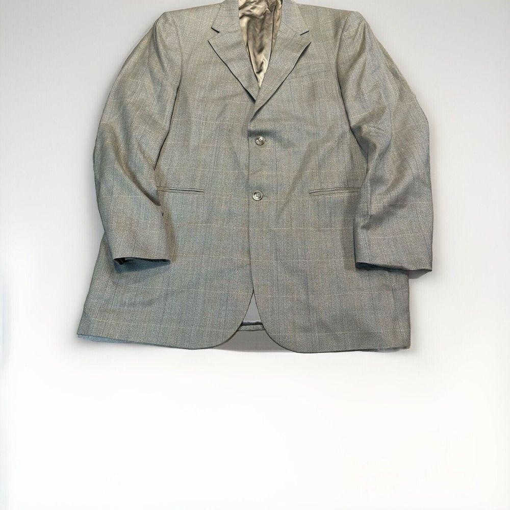 Oscar de la Renta Men's Plaid Silk Wool‎ Sport Coat Suit Jacket Blazer 42L